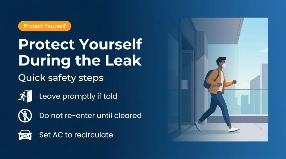 Protect Yourself During the Leak infographic — Quick safety steps