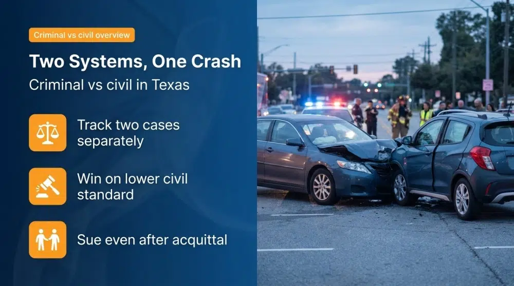 Two Systems, One Crash — Criminal vs civil in Texas