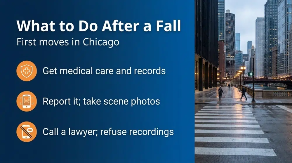 What to Do After a Fall — First moves in Chicago infographic