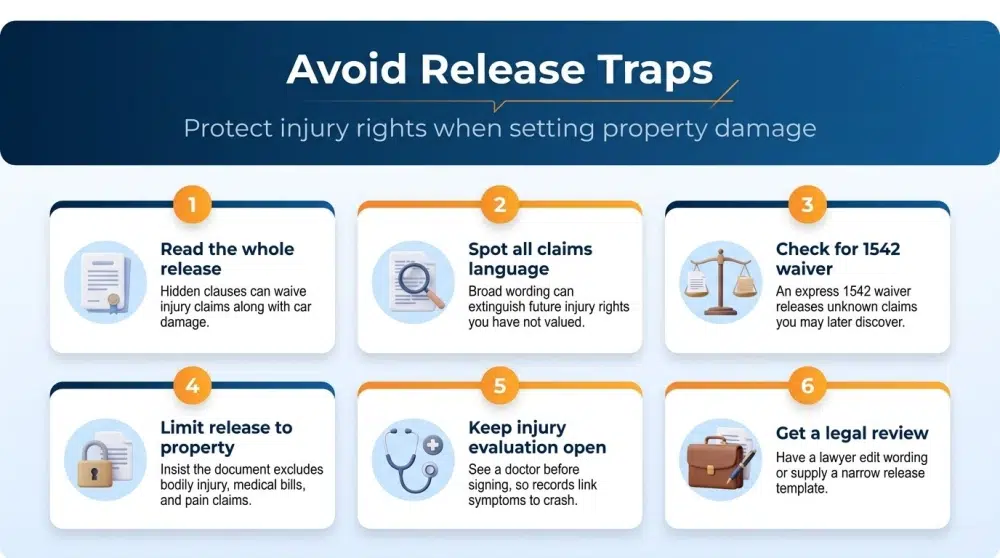 Avoid Release Traps — Protect injury rights when settling property damage