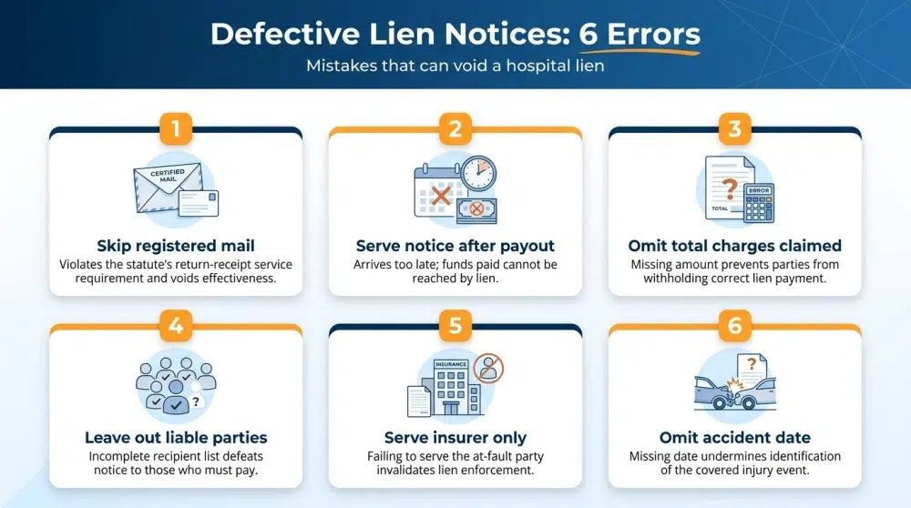 Defective Lien Notices: 6 Errors — Mistakes that can void a hospital lien