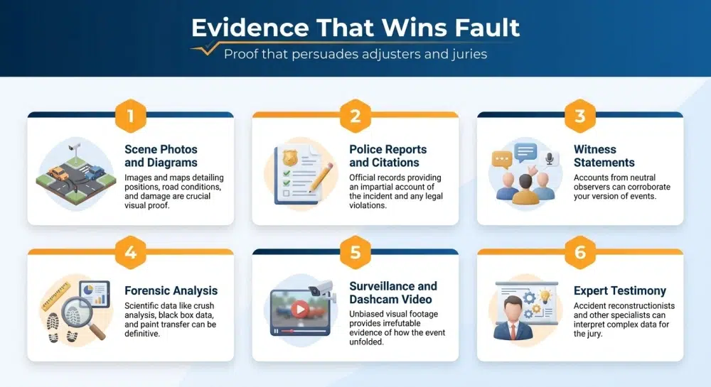 Evidence That Wins Fault — Proof that persuades adjusters and juries