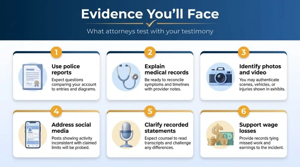 Evidence You'll Face — What attorneys test with your testimony