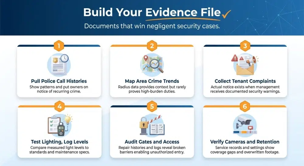 Infographic — Build Your Evidence File: Documents that win negligent security cases