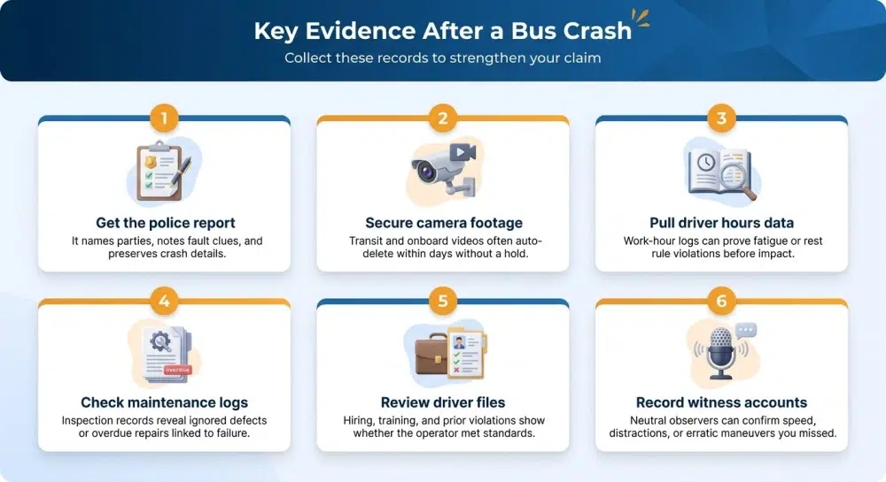 Key Evidence After a Bus Crash — Collect these records to strengthen your claim