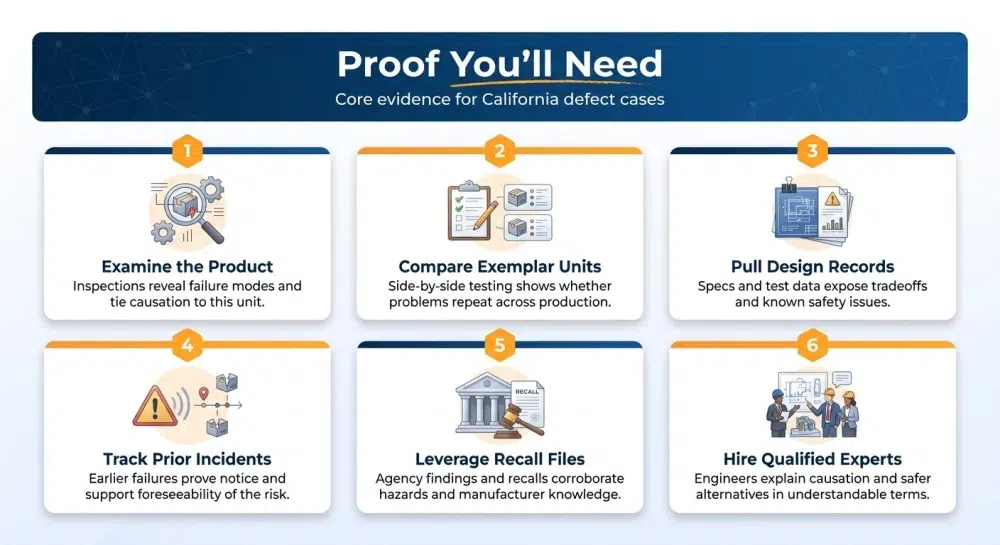 Proof You'll Need — Core evidence for California defect cases