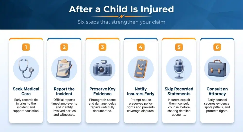 After a Child Is Injured — Six steps that strengthen your claim