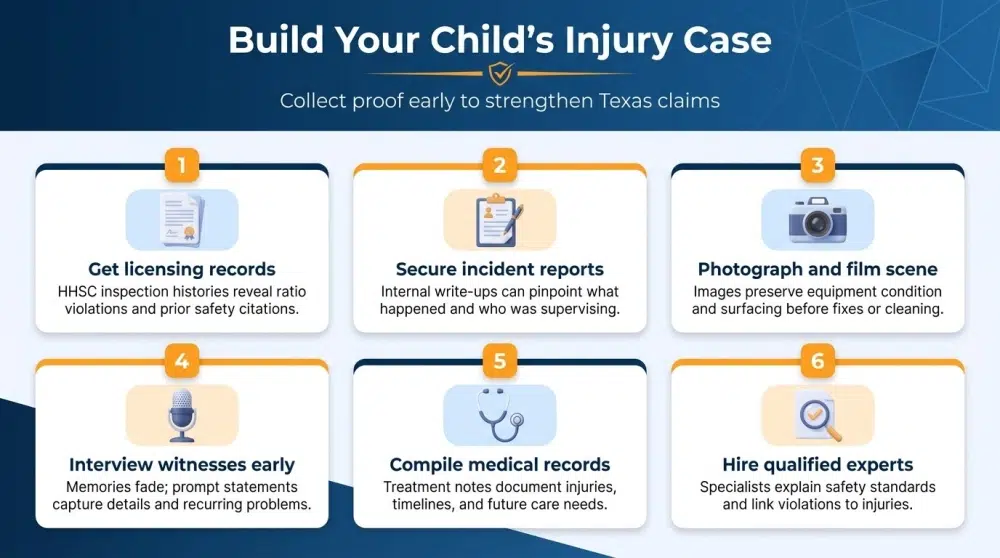 Build Your Child's Injury Case - Collect proof early to strengthen Texas claims