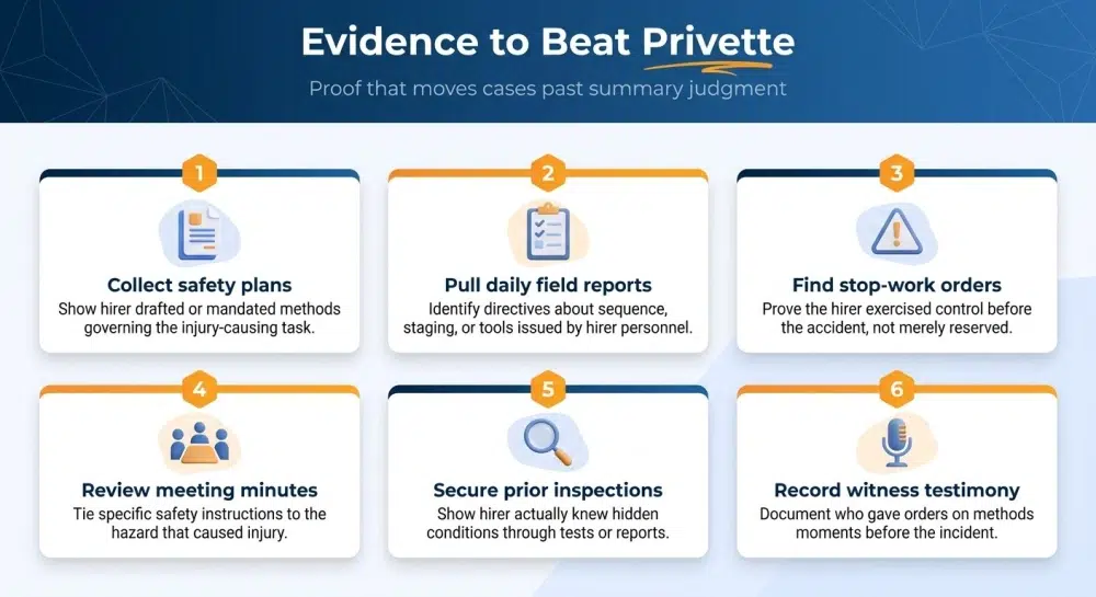 Evidence to Beat Privette — Evidence types for Privette exceptions