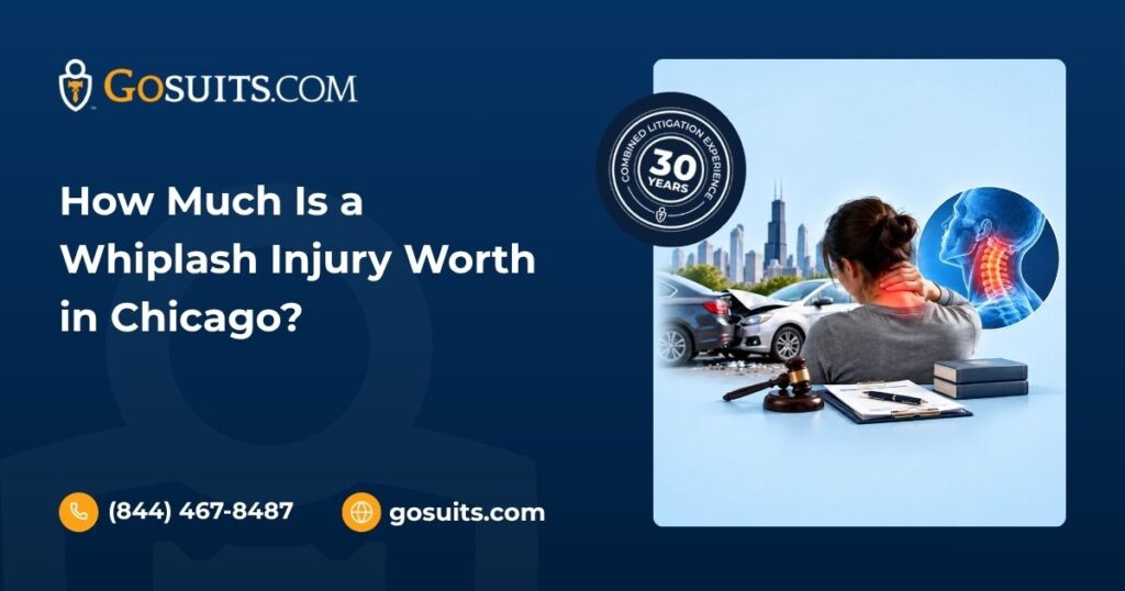 Illustration showing a person experiencing neck pain after a car accident, highlighting a whiplash injury and factors that may affect its value in a Chicago injury claim.