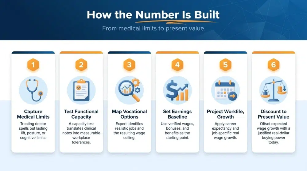 How the Number Is Built — From medical limits to present value.