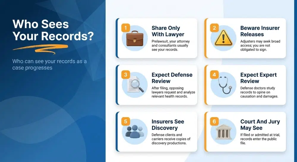 Infographic: Who Sees Your Records? — Who can see your records as a case progresses
