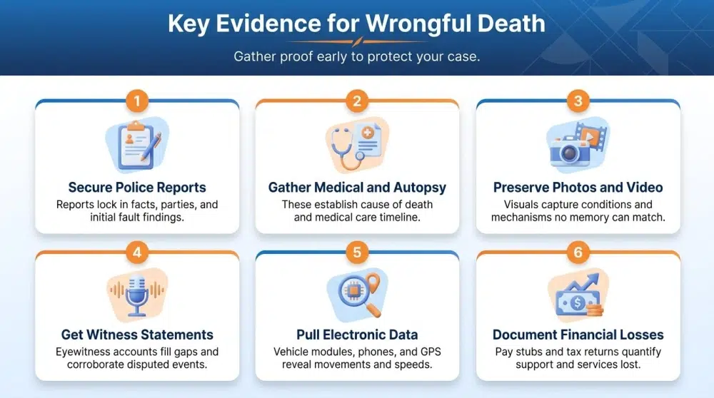 Key Evidence for Wrongful Death — Gather proof early to protect your case.