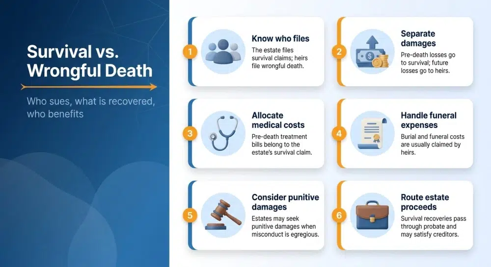 Survival vs. Wrongful Death — Who sues, what is recovered, who benefits